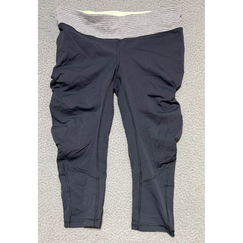 Lululemon Ruched Sides Cropped Pants Womens Size 6 Gray Back Zip Pocket
